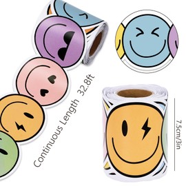 Whaline 32.8Ft Preppy Happy Face Bulletin Board Border Sunglasses Heart Smile Face Die Cut Trim Border Roll for Classroom Chalkboard School
