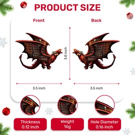 GENANY 2 Side Printed Book Dragon Wooden Christmas Ornaments 2024, Keepsake for Women, Men and Friends, Reading Ornaments for Christmas Tree, Christmas Tree Hanging Decoration