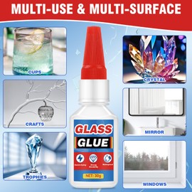 Strong Glass Glue, 30g Clear Glue for Repair, Fast-Cure Rearview Mirror Adhesive, Glass Crack Repair Solution for Quick Repair Mirrors, Jewelry, Crystal, Trophies and DIY Artwork
