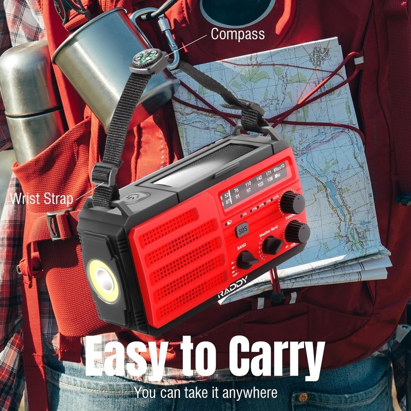 Raddy 10000mAh Raddy SW10 Emergency Radio, Hand Crank Solar, AM