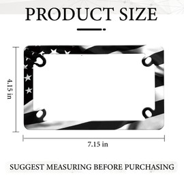 Motorcycle American Flag License Plate Frame - 4 Holes Stainless Steel Black Matte Stripe US Flag Gloss Patriotic License Plate Frame Holder Covers for Motorcycle