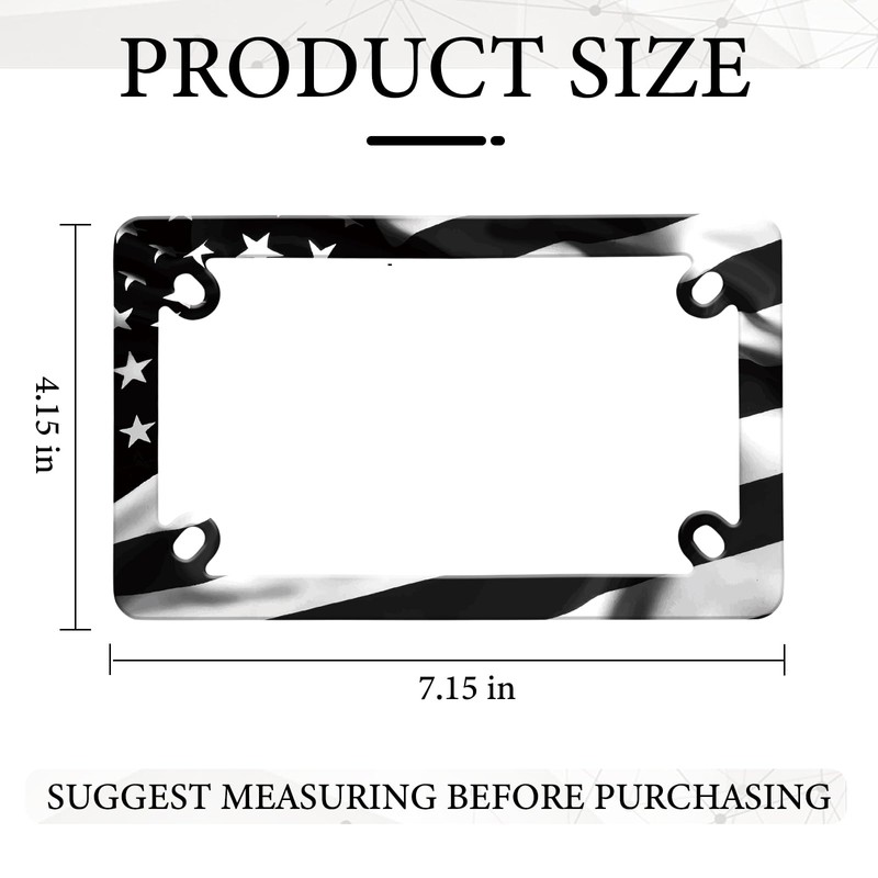 Motorcycle American Flag License Plate Frame - 4 Holes Stainless