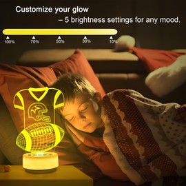 KYMELLIE Football Gifts Night Light for Kids-Sports Footballs Decor Bedside Lamp for Football Fan, 14 Color with Remote Control/Buttons + Timer + Dim Function, Birthday Holiday Gift for Boys & Girls