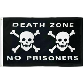 Death Zone No Prisoners Pirate Flag 3x5 Skull & Crossbones Jolly Roger Flag 100D