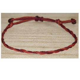 Dark Red and Red Twisted Polyester Cord Adjustable Bracelet And Good Luck Note Card