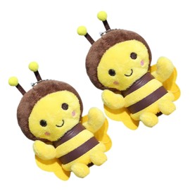 Kisangel 2pcs Cute Plush Bee Pendant Keychain Adorable Stuffed Bee Keyring Accessories for Bags for Parties Home Decor Unique Plush Hanging Ornaments
