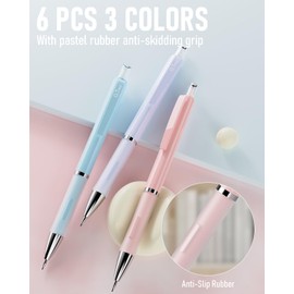 Smallbudi 6PCS 0.7mm Mechanical Pencils Set Pastel Mechanical Pencils with 360PCS HB Lead Refills, 3 Erasers, Aesthetic Back to School Supplies Pencil for Writing, Drafting, Sketching - with Case
