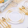 Hioasis 350PCS White and Gold Plastic Plates & Gold Plastic