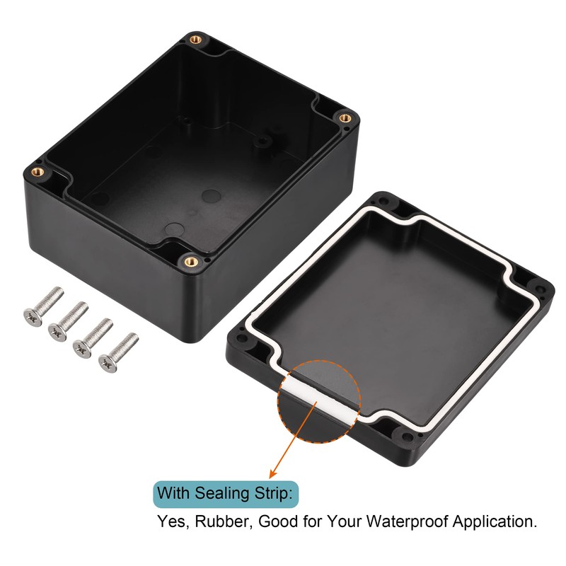 sourcing map Waterproof Junction Box ABS for Electrical Projects Black