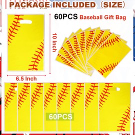 HEPAPATE 60Pcs Softball Treat Candy Bags,Softball Goodie Bags,Softball Party Favors Bags Softball Theme Gift Bags for Kids Birthday Party Decorations,Softball Themed Party Supplies