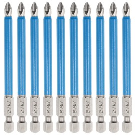 SeonFook 10 Piece Magnetic Crosshead Driver Bit, S2 Steel, 3.5 inches (90 mm), Hex Shaft, 0.25 inch (6.35 mm) (1/4 inch) Precision Screwdriver Set, Electric Screwdriver Bit, Anti-Slip, Bit Tool