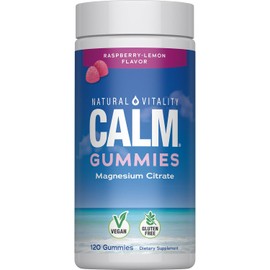 Natural Vitality Calm Gummies The Anti-Stress Gummies, A Relaxing Magnesium Supplement - 120 ct Raspberry Lemon