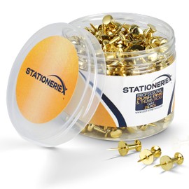 215 Push Pins for Bulletin Board Thumb Tacks for Wall Corkboard Map Calendar Photo -Home Office Craft Projects Heavy Duty Plastic Head Steel Pin (Gold)