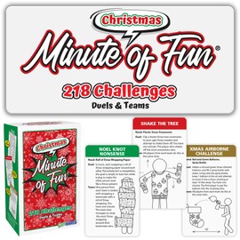 Funwares Minute of Fun Game - Minute to Win It Games for Kids, Adults, Teens, Families, Game Night, Gift for Home, Birthdays, or Travel. 2-12 Players! Xmas Edition - 218 Challenges