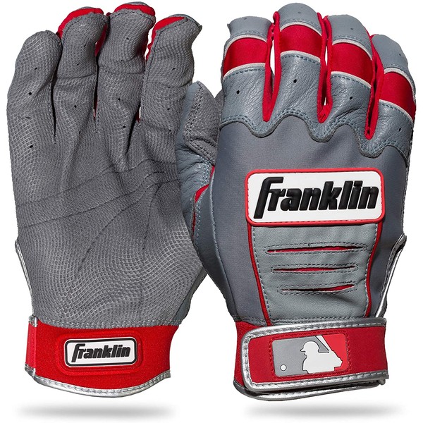 Franklin Sports MLB Adult CFX Pro Batting Glove, Pair, Medium, Grey/Red