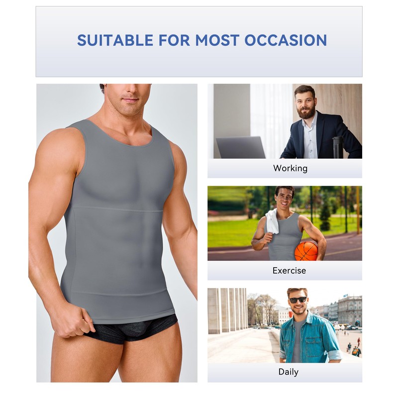 Mens Compression Shirt Vest Workout Tank Tops Abs Abdomen Undershirts