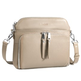 befen Genuine Leather Crossbody Purses for Women, Women's Small Crossbody Shoulder Bag with Built in RFID Wallet Light Apricot