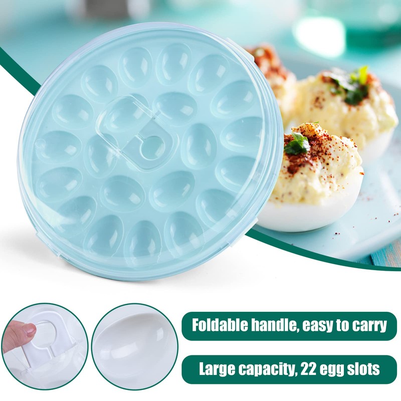 HAKSEN Deviled Egg Containers with Lid, Portable Deviled Egg Platter