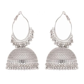 Big Indian Jhumka Jhumki Bell Dangle Hoop Earrings for Women Bollywood Traditional Ethnic Huggie Hoops Statement Earring Boho Jewelry Gifts