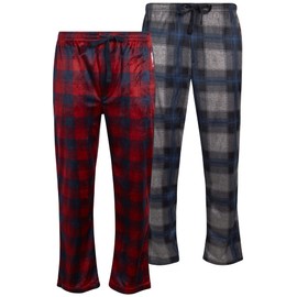 U.S. Polo Assn. Men's Pajama Pants - 2 Pack Ultra Soft Fleece Sleep and Lounge Pants (Size S-XL), Size Large, Rhubarb/Outer Space