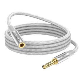 MOSWAG 10FT/3Meter 3.5mm Extension Cable Audio Male to Female Stereo Extension Adapter Nylon Braided Cord Compatible for Home/Car Stereos Smartphones Headphones Tablets Media Players and More