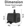 Knifel Submersible Pump 880GPH (3500L/H 60W) Ultra Quiet with Over