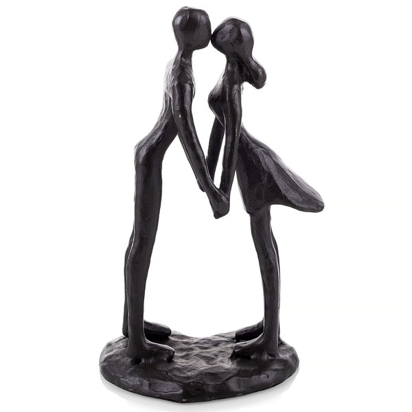 Sziqiqi Couple Sculptures Cast Iron Gift for Anniversaries Wedding Small Modern Abstract Figurine Decorative Metal Statues Romantic Passionate Love Ornament for Couples Valentines