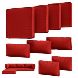 Tounosnt 9Pcs Outdoor Chair Cushions Covers Waterproof Anti-Fading for 5 Pack Patio Set Cushion Slipcovers, Outdoor Furniture Cover Replacement, Covers Only, Red