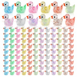Fuyamp 120 Pcs Glitter Mini Resin Ducks Tiny Ducks Miniature Figures Cute Colorful Mini Duck Ornament Ducks Decor for DIY Projects Garden Dollhouse Aquarium Home Birthday Wedding Christmas