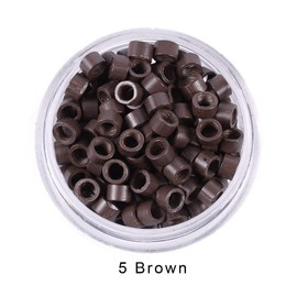 1000Pcs Screw Micro Rings Tube Aluminum Crimp Hair beads micro links 4.0MM for Pre Bonded Human Hair Feather Extensions hair tools (5# Brown)
