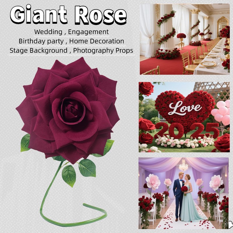 Zzefarmy 1 PCS 42-inch Giant Rose Large Decorative Flower, Wedding
