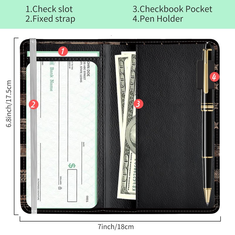 APVDSH Checkbook Cover for Personal Checkbook, Cute PU Leather Check
