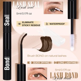 FANXITON Brown Lash Glue for Eyelash Extensions Clusters Natural Lash Bond and Seal Waterproof Long-Lasting Non-Irritating Sleep-Proof 2-in-1 Bond and Seal Eyelash Clusters DIY at Home