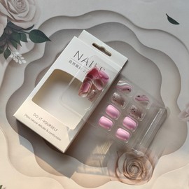 Extra Short Press on Nails Pink Fake Nails with Designs Cute White False Nails Full Cover Glossy Stick on Nails Spring Square Glue on Nails Glitter Swirl Acrylic Artificial Nails for Women Daily Wear