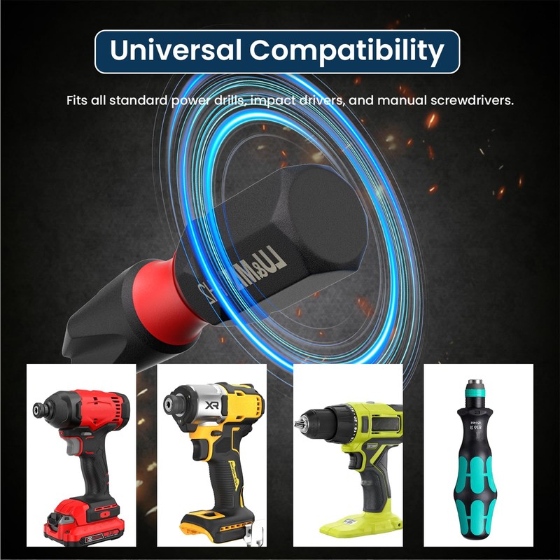 Magnetic Screwdriver Bit Set, S2 Steel Construction, 1/4-Inch Hex Shank,