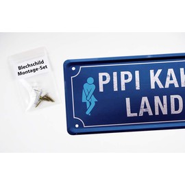 helges-shop PIPI Kaka Land - Funny Retro Decorative Metal Sign - Wall Decoration or Door Decoration - Tin Sign for Toilet Bathroom Guest Toilet - Toilet Door Sign - Toilet Sign with Funny Saying - 28