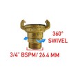 Brass GEKA Type Hose Quick Connect Adapter Claw Fitting Pipe