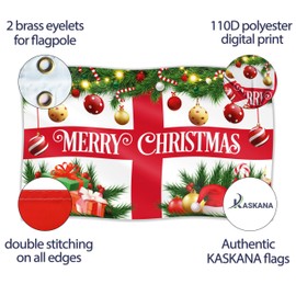 Christmas Flag 5ft x 3ft with eyelets - Christmas Banner - England Flag - St Georges Flag - Vivid Digital Print - 110Den Thick polyester - Double Seam