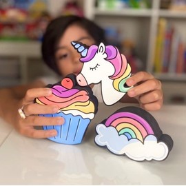 Magnetic Dry Erase Eraser Set for Whiteboard - 3 Pack Cute Design Unicorn, Cupcake and Rainbow - for Kids and Classroom Board Accessories