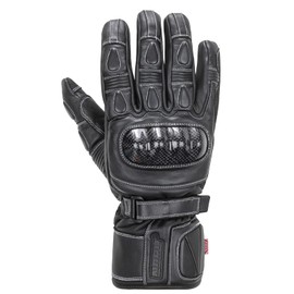 Noru Kabon Leather Gauntlet Motorcycle Glove - Waterproof Touring Glove with Thermo-Set Carbon Knuckle and Touchscreen Compatible Fingertip