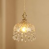 LYTSNUGIC Small Vintage Crystal Pendant Light Kitchen Island,French Brass Glass