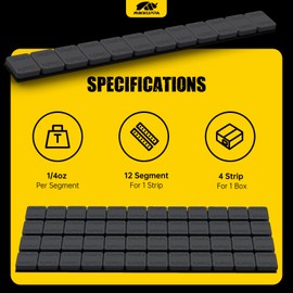 MIKKUPPA Black Wheel Weights - 1/4oz, 0.25oz (48pcs, 12oz/Box) Low Profile, Easy to Peel, Adhesive Stick on Tire Weights for Cars, Trucks, SUVs, Motorcycles, RC Cars, OEM Quality
