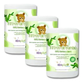 Papel Bambú Ecopipo Para Pañales De Tela 3 Pack 100 Hojas Precortadas                                                                                 
