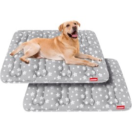 Moonsea 2-Pack Dog Crate Mat 36"x23" Anti-slip Machine Washable Kennel Pad Gray Stars