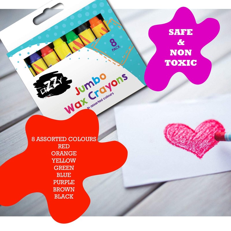 Lizzy Jumbo Wax Crayons | 8 Pack | 10.5cm in