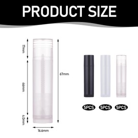 Lipstick Sleeves Empty x 15, Lipstick Sleeves Empty DIY Reusable Lipstick Sleeves Empty Lip Balm Make Your Own Lip Care Set Lip Balm Make Yourself (White, Black, Transparent)