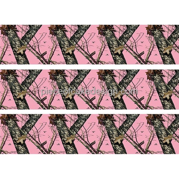 Pink Camo Trees - Side Prints - Edible Cake Topper - D5444