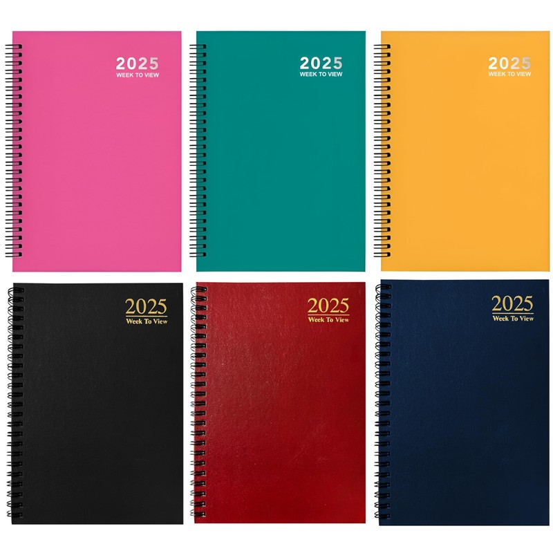 2025 Diary A5 Week to View Wiro Hardback Full Year