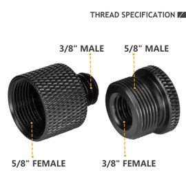 Mic Stand Adapter 5/8 Female to 3/8 Male and 3/8 Female to 5/8 Male Screw Adapter Thread for Microphone Stand Mount to Camera Tripod Adapter 2 Pack