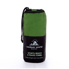 Outdoor World Travel Microfibre Towel Quick Dry, Compact, Ultra Lightweight, High Absorption Bath Towel for Vacation, Swimming, Hiking, Camping, Yoga, Gym, Exercise 50 x 30cm (Lime Green, X-Small)